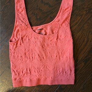 fresh Coral Pink Floral Texture Tank Top